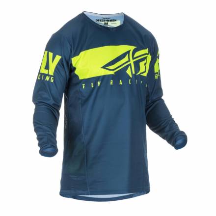 Футболка для мотокросса FLY RACING KINETIC SHIELD синяя/Hi-Vis желтая (2019)  XL