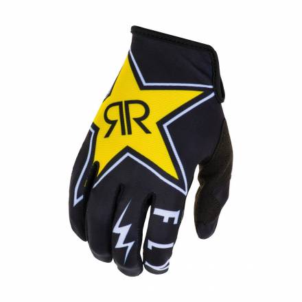 Перчатки FLY RACING LITE ROCKSTAR черные/белые/жёлтые (2020)  8