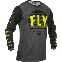 Футболка для мотокросса FLY RACING KINETIC K220 чёрная/серая/Hi-Vis жёлтая (2020)  L