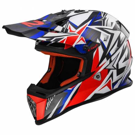 MX437 FAST MINI STRONG   LS2 Шлем MX437 FAST MINI STRONG (бело-красно-синий, L)