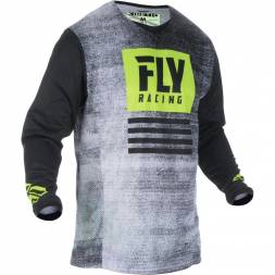 Футболка для мотокросса FLY RACING KINETIC NOIZ черная/Hi-Vis желтая (2019)  L