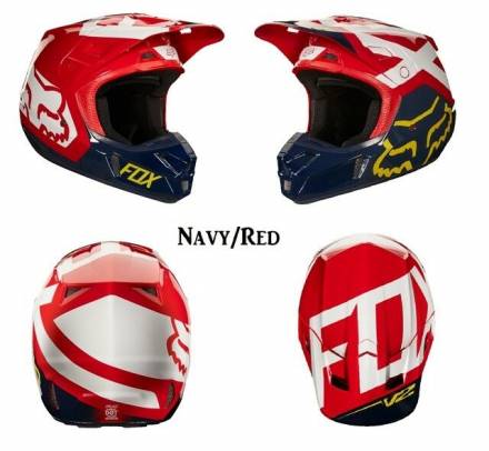 Мотошлем Fox V2 Preme Helmet Navy/Red XL 61-62cm (19528-248-XL)