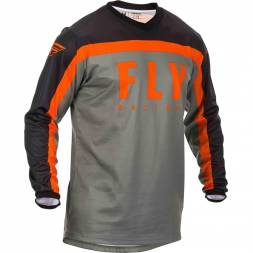 Футболка для мотокросса FLY RACING F-16 серая/чёрная/оранжевая (2020) (детская)    YL