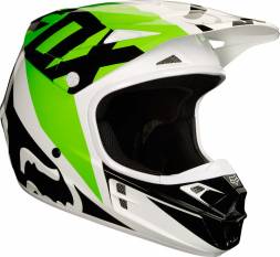 Мотошлем Fox V1 Race Helmet White/Black/Green XL 61-62cm (19532-129-XL)