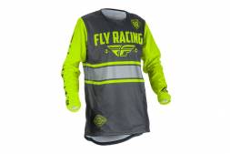 Футболка для мотокросса FLY RACING KINETIC ERA серая/желтая (2018)  L
