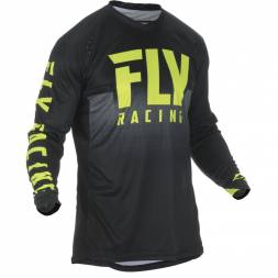 Футболка для мотокросса FLY RACING LITE HYDROGEN черная/Hi-Vis желтая (2019)  L